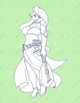  anthro bard belt black_and_white brahkest breasts clothing dagger digital_media_(artwork) female footwear hair hand_on_cheek hi_res legendary_pok&eacute;mon long_hair lute melee_weapon meloetta monochrome musical_instrument nintendo not_furry plucked_string_instrument pok&eacute;mon pok&eacute;mon_(species) shoes simple_background smile solo string_instrument video_games weapon 