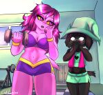  absurd_res anthro blush bovid caliluminos caprine clothed clothing darkness deltarune female fluffy goat hat headgear headwear hi_res magician male mammal monster prince ralsei ralsie ralsusie royalty ship susie_(deltarune) topless undertale_(series) vehicle video_games watercraft 