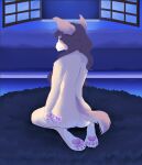  anthro butt curled_hair female hair hi_res pawpads paws procyoni solo 