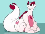  belly head_turned kinachi_(lugiaberry)_(character) legendary_pok&eacute;mon lugia lugiaberry male nintendo nude pok&eacute;mon pok&eacute;mon_(species) simple_background sitting smile solo thick_tail tuft video_games 