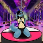  anthro bulge clothing collar dancing fan_character hands_behind_back harness lucario male nintendo pok&eacute;ball pok&eacute;mon pok&eacute;mon_(species) pole pole_dancing rhode_arts solo underwear video_games 