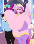  absurd_res anthro anthro_on_anthro big_breasts breasts clothed clothing equid equine female freehdmcgee friendship_is_magic hi_res holding_object holding_staff horn huge_breasts hyper hyper_breasts larger_female male male/female mammal my_little_pony princess_cadance_(mlp) size_difference smaller_male speedbumpv-drop staff winged_unicorn wings 
