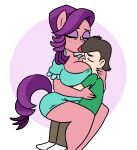  age_difference anthro big_breasts blush breasts cuddling duo equid equine female friendship_is_magic hasbro horse human human_on_anthro interspecies kissing male male/female mammal mature_female my_little_pony older_female pony romantic romantic_couple smog01 spoiled_rich_(mlp) younger_male 