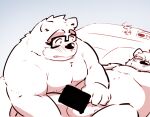  2022 anthro balls bed blush censored duo eyewear furniture genitals glasses humanoid_hands kemono leib_(tas) lifewonders lying male male/male mammal overweight overweight_male pillow tokyo_afterschool_summoners torausimuma7 ursid video_games volos 