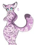  2021 aniya_(eebahdeebah) anthro blue_eyes butt eebahdeebah felid feline female fur leopard_cat looking_at_viewer looking_back looking_back_at_viewer mammal markings nude portrait prionailurus purple_body purple_fur rear_view smile solo spots striped_markings striped_tail stripes tail_markings three-quarter_portrait 