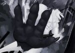  4_toes anthro black_tongue crush feet first_person_view foot_focus genitals macro male micro paws penis sergal soles solo solutionwcs toes tongue tongue_out white_body 