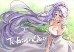  absurdres breasts chan_hone_pkpk choker commission commissioner_upload dress earrings field fire_emblem fire_emblem:_genealogy_of_the_holy_war flower flower_field hair_ornament highres ishtar_(fire_emblem) jewelry long_hair non-web_source open_mouth purple_eyes purple_hair signature skeb_commission smile sundress very_long_hair watermark white_dress 