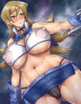  1girl absurdres bangs blonde_hair breasts cameltoe covered_nipples duel_academy_uniform_(yu-gi-oh!_gx) duel_disk groin highres large_breasts long_hair makeup momofuki_rio navel nipples older panties puffy_nipples see-through solo tenjouin_asuka thighs underboob underwear yu-gi-oh! yu-gi-oh!_gx 