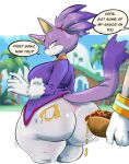  anthro big_breasts big_butt blaze_the_cat breasts butt chili_dog domestic_cat eulipotyphlan felid feline felis female food hedgehog hi_res hot_dog huge_butt mammal mustard rchammer sega silver_the_hedgehog solo sonic_the_hedgehog_(series) thick_thighs wide_hips 