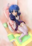  artist_request blue_hair blush closed_eyes ilfa long_sleeves masturbation robot_ears solo thighhighs to_heart_2 toilet 