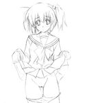  artist_request greyscale long_sleeves monochrome outline panties panty_pull pussy skirt skirt_lift solo to_heart_2 underwear yuzuhara_konomi 
