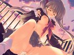  1girl censored cum hetero mitsumi_misato mosaic_censoring no_panties pleated_skirt school_uniform sex skirt socks solo_focus squatting straddling sumadera_yukio sunset tenshi_no_inai_12-gatsu twintails vaginal 