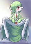  azuma_doguu blush breasts clitoris d: flat_chest gardevoir gen_3_pokemon green hair_over_one_eye half-closed_eyes jpeg_artifacts looking_at_viewer no_humans no_nipples open_mouth pokemon pokemon_(creature) pussy pussy_juice red_eyes small_breasts solo spread_legs spread_pussy uncensored 