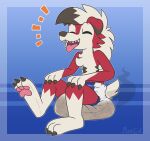  anthro canid canine diaper feces happy hi_res lycanroc male mammal messy_diaper nintendo pok&eacute;mon pok&eacute;mon_(species) pooping ritzcat scat soiled_diaper soiling solo video_games 