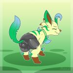  anthro canid canine clothing eeveelution embarrassed feces hi_res latex leafeon male mammal nintendo pok&eacute;mon pok&eacute;mon_(species) pooping ritzcat rubber rubber_clothing scat soiled_bottomwear soiling solo video_games 
