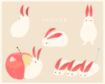  apple apple_bunny apple_slice bunny chai_(drawingchisanne) commentary_request food food_art fruit looking_at_viewer no_humans original signature simple_background standing translation_request undersized_animal 