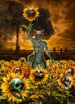  blood bodily_fluids bone domestic_cat farmer felid feline felis field harvest jeffusherb male mammal reaper_(disambiguation) scared skull solo sunflowers village 