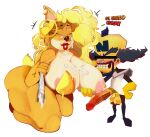  activision anthro big_breasts blonde_hair blush bodily_fluids breasts crabtopus crash_bandicoot_(series) cum doctor_neo_cortex duo female genital_fluids genitals hair hi_res human lipstick makeup male male/female mammal nipples penis tawna_bandicoot video_games 