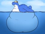  ambiguous_gender belly dorrie eyewear goggles lugiaberry marine nintendo obese overweight plesiosaur reptile scalie simple_background smile solo video_games water 