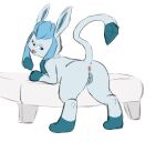  animal_genitalia animal_pussy anus butt canine_pussy eeveelution female feral genitals glaceon looking_back mired4 nintendo pok&eacute;mon pok&eacute;mon_(species) presenting presenting_hindquarters pussy raised_tail simple_background solo video_games white_background 