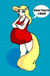  animaniacs anthro belly big_belly blonde_hair breasts clothing crossed_arms danellz digital_media_(artwork) dress english_text eyeshadow female fur hair hi_res makeup mammal minerva_mink mink mustelid musteline pregnant red_clothing red_dress solo text thought_bubble true_musteline warner_brothers white_body white_fur 