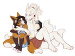  2022 4_toes 5_fingers anthro breasts canid canine canis clothed clothing digital_media_(artwork) domestic_dog duo feet female fingers kaitycuddle male mammal smile toes 