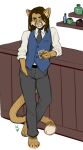  2022 anthro blue_eyes clothed clothing digital_media_(artwork) eyebrows eyelashes feet felid feline fingers kaitycuddle looking_at_viewer male mammal smile solo toes 
