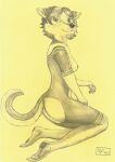  anthro canid canine canis domestic_dog female hi_res mammal monochrome n2o nude pomeranian solo spitz 