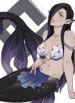  2021 black_hair breasts chalita_(ignitioncrisis) clothing female hair humanoid_pointy_ears ignitioncrisis long_hair marine merfolk navel not_furry smile solo split_form 