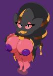  2021 4k absurd_res areola big_areola big_breasts breasts clothed clothing digital_media_(artwork) eyelashes female half-closed_eyes hi_res humanoid looking_at_viewer mega_banette mega_evolution mostly_nude narrowed_eyes naughty_face nintendo nipples not_furry nr_ac pink_body pink_sclera pink_skin pok&eacute;mon pok&eacute;mon_(species) purple_nipples short_stack signature simple_background smile solo tan_eyes thick_thighs video_games zipper 