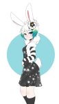  ambiguous_gender anthro clothed clothing hi_res humanoid kaona_shiro_usagi lagomorph legwear leporid mammal rabbit smile smiling_at_viewer solo stockings 