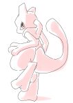  2_toes 3_fingers ambiguous_gender chaba feet feral fingers hi_res legendary_pok&eacute;mon looking_at_viewer looking_back looking_back_at_viewer mewtwo monotone_body nintendo one_eye_obstructed pink_body pink_eyes pok&eacute;mon pok&eacute;mon_(species) shadow simple_background solo toes video_games white_background 