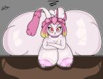  angry anthro big_breasts big_butt breasts butt crossed_arms dyed-hair female fluffy fluffy_tail gunfire_reborn hair hi_res huge_butt lagomorph leporid long_ears mammal pink_hair rabbit red_eyes solo solo_focus tao_(gunfire_reborn) video_games voidbeerfloat 