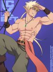  2021 abs belt blonde_hair boots bottomwear clothing elf footwear hair hi_res humanoid humanoid_pointy_ears ignitioncrisis jak_(ignitioncrisis) male muscular muscular_humanoid muscular_male nipples not_furry pants pecs pendant smile solo 