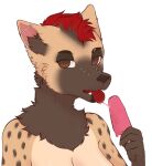  absurd_res alpha_channel anthro bodily_fluids ear_piercing facial_piercing female food gynomorph herm hi_res hyaenid intersex mammal neoma_(neoma_ireto) nose_piercing oral piercing popsicle saliva saliva_on_tongue saliva_string solo spotted_hyena unknown_artist 