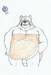  2022 animal_crossing anthro belly big_belly curt_(animal_crossing) genitals hi_res humanoid_genitalia humanoid_hands humanoid_penis lexor_komuga male mammal nintendo overweight overweight_male penis simple_background solo towel ursid video_games 