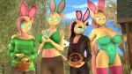  3d_(artwork) 4k absurd_res anthro arthropod big_breasts bow_tie breasts bunny_costume changeling chest_freckles clothing costume daughter digital_media_(artwork) dongly12 equid equine eyewear fake_ears fake_rabbit_ears female fluttershy_(mlp) friendship_is_magic glasses group hasbro hi_res huge_breasts legwear mammal mother mother_and_child mother_and_daughter my_little_pony outside parent parent_and_child pegasus playboy_outfit source_filmmaker thigh_highs wings 