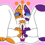  1:1 :3 animated anthro anus blue_eyes calico_cat cally_(theenyface) capcom cervix domestic_cat felid feline felis felyne female fur fur_pattern genitals lynian mammal monster_hunter mottled open_mouth orange_body orange_fur palico piebald pink_anus purple_body purple_fur pussy short_playtime smile solo spread_pussy spreading theenyface twitching video_games white_body white_fur 