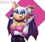  anthro bat_wings breasts chiropteran clothing container cup drinking_glass eyeshadow female glass glass_container glass_cup gloves green_eyes half-closed_eyes handwear hi_res lipstick makeup mammal membrane_(anatomy) membranous_wings narrowed_eyes rouge_the_bat sega skai_art solo sonic_the_hedgehog_(series) wine_glass wings 