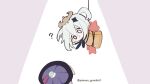  2girls ? alternate_hairstyle chibi genshin_impact hair_ornament hat light_purple_hair mechanical_halo multiple_girls official_art paimon_(genshin_impact) paimon_genshin7 purple_headwear qing_guanmao qiqi_(genshin_impact) short_hair white_hair 