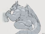  anthro balls chizo67 disembodied_penis dragon duo erection genitals horn lifewonders male male/male muscular nude ophion oral penis tokyo_afterschool_summoners video_games wings 