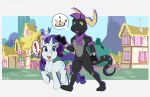  anthro clothing cutie_mark dragon duo equid equine featureless_crotch female feral friendship_is_magic gloves handwear hooves horn horse male mammal mostly_nude mr.brapion my_little_pony nude pony rarity_(mlp) scales scarf unicorn 