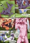  absol absurd_res after_transformation animal_genitalia anthro arcanine areola balls breasts collar comic conrie dialogue eeveelution espeon female female/female fully_sheathed genitals grass hi_res kidnapping male ninetales nintendo nude penetration penis plant pok&eacute;mon pok&eacute;mon_(species) pussy sex sheath sky sleeping tree umbreon vaginal vaporeon video_games 