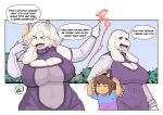  2022 absurd_res ambiguous_gender anthro bovid caprine child cumbread dialogue digital_media_(artwork) english_text eyes_closed female fingers group hi_res horn human long_ears mammal open_mouth text toriel undertale_(series) young 