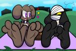  animal_crossing anthro basket canid canine canis carpet container domestic_dog feet foot_fetish foot_focus friends hi_res lucky_(animal_crossing) mammal mintytempest nintendo paws toe_curl toes toffee_(mintytempest) video_games 
