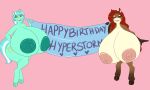  &lt;3 anthro areola asinus banner big_breasts breasts cutie_mark donkey duo english_text equid equine eyes_closed eyewear female friendship_is_magic glasses green_body green_hair green_nipples hair hasbro hi_res horn horse huge_breasts hyper hyper_breasts lidia_(hyperstorm_h) looking_at_viewer lyra_heartstrings_(mlp) mammal multicolored_body my_little_pony nipples nude open_mouth open_smile pink_nipples pony red_hair smile text thick_thighs two_tone_body unicorn xchiseaxmargaritax yellow_eyes 