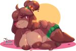  animal_crossing anthro big_breasts breasts candy canid canine canis chocolate damianvertigo dessert domestic_dog female food goo_creature hi_res isabelle_(animal_crossing) legband mammal nintendo nude solo thighband video_games 