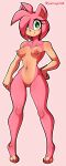  amy_rose breasts eulipotyphlan female genitals green_eyes hair hedgehog hi_res justtaylor looking_at_viewer mammal nipples nude pink_body pink_hair pussy sega simple_background smile solo sonic_the_hedgehog_(series) video_games 