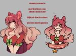  2022 animal_humanoid big_breasts breasts canid canid_humanoid canine canine_humanoid cleavage clothed clothing english_text female fox_humanoid glacierclear grey_background hair humanoid mammal mammal_humanoid pink_hair simple_background solo strawberry_(glacierclear) text 