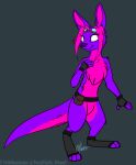  alternate_species anthro chest_tuft clothing eyewear female feral fingerless_gloves footwear fur gloves glowing glowing_eyes goggles handwear jak_and_daxter mammal mustelid naughty_dog original_characters ottsel purple_body purple_fur simple_background solo sony_corporation sony_interactive_entertainment toeless_footwear tuft video_games 